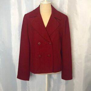 KATE HILL Double Breasted Wool Red Blazer 
Size 10